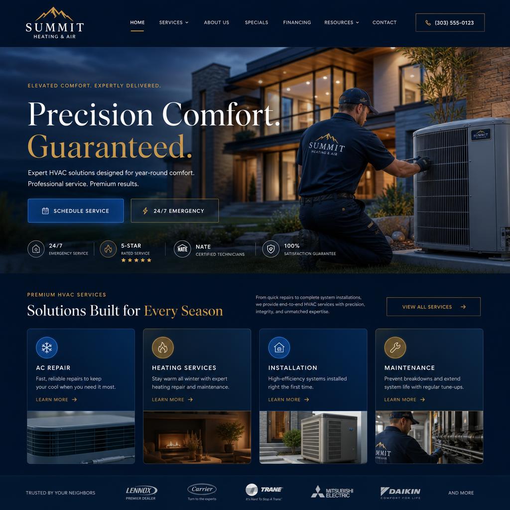 HVAC website screenshot