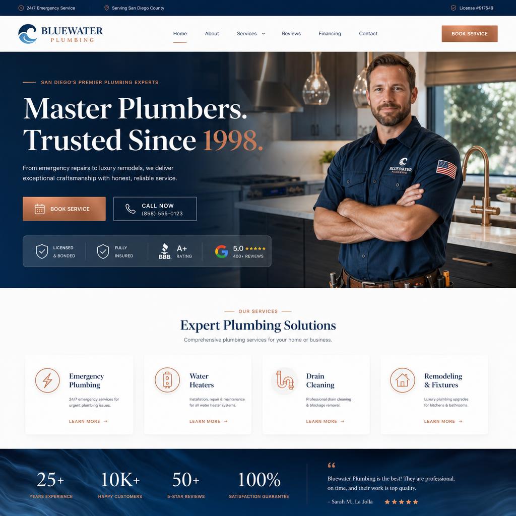 Plumbing website screenshot