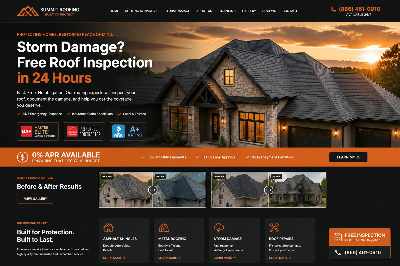 Summit Roofing — Roofing website design preview